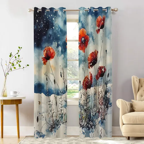Vista 35 de Shrahala Cenefas de cocina con rayas clásicas azules, cortinas blancas para media ventana, tratamiento de ventana de poliéster multicapa para sala