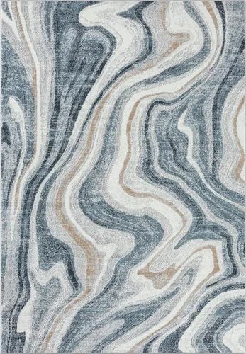 Vista 2 de LUXE WEAVERS - Alfombra abstracta con patrón de mármol azul remolino 5 x 7 pies