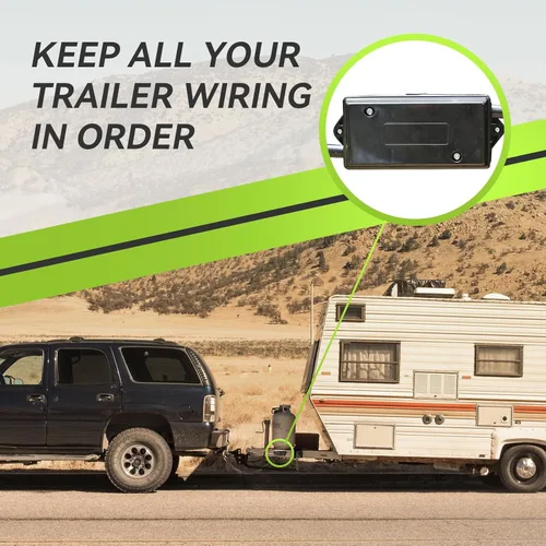 Vista 6 de RVMATE Kit de cable de remolque de 7 vías y 8 pies, incluye soporte para enchufe y conector de remolque arnés de cableado con caja de conexiones