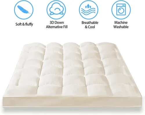 Vista 2 de CYMULA King Mattress Topper Cover Cooling Mattress Pad Pillow Top Mattress Cover Quilted Fitted Mattress Protector with 8-21 Inch Deep Pocket