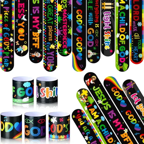 Frienda 40 pulseras cristianas religiosas con versículos bíblicos para niños, pulseras inspiradoras de Jesús te amo, pulseras inspiradoras y