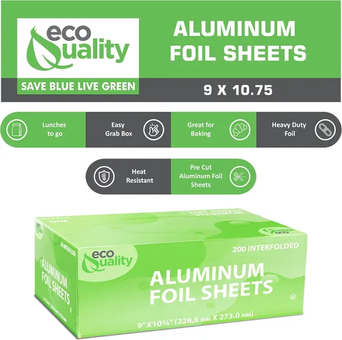 Vista 2 de [1400 unidades] Hojas de papel de aluminio plateado precortadas, 9 x 10.75 pulgadas, para restaurantes, almuerzo, comida para llevar, ToGo, lonchera
