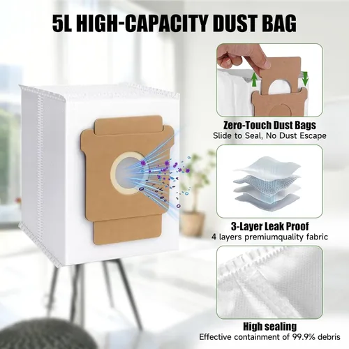 Vista 4 de Paquete de 16 bolsas de vacío para Roomba 105 Vac, compatibles con 105 Combo/Plus 405 Combo/Plus 505 Combo/Max 705 Vac/205 Vac/Plus 504 Vac, bolsas