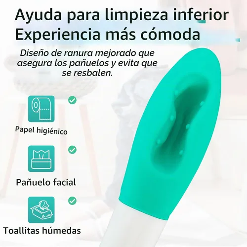 Vista 4 de Ayudas para el inodoro para limpieza, paquete de 2 herramientas de limpieza de largo alcance para glúteos (15.7 pulgadas), ayuda para limpieza