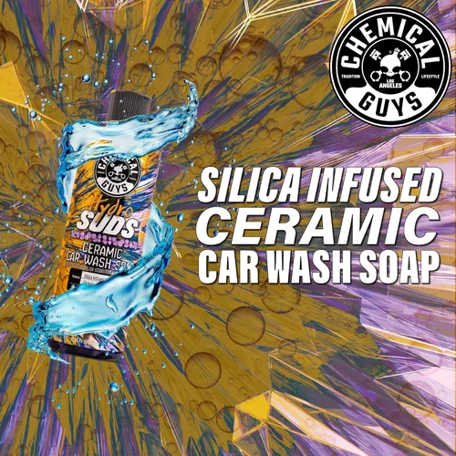 Vista 10 de Chemical Guys CWS21216A - Paquete de lavado de autos, secado y brillo – HydroSuds Ceramic SiO2 Shine - Jabón de lavado de autos de alta espuma, 16