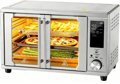 Vista 9 de OLIXIS Combo de horno tostador y freidora de aire, encimera de horno de 16.9 cuartos de galón, 5 funciones en 1, 4 accesorios incluidos, inoxidable