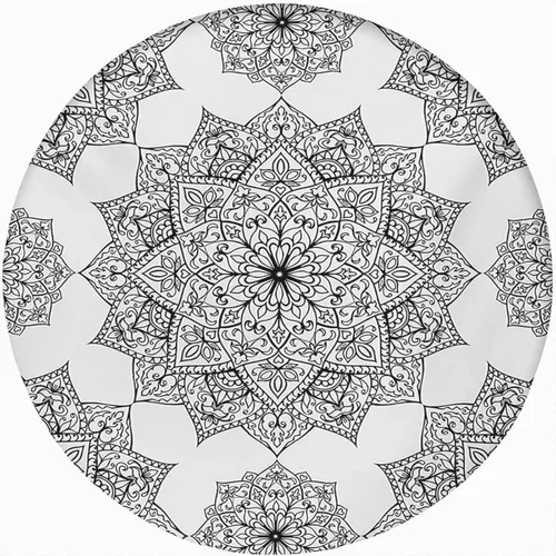 Vista 17 de Mantel redondo ajustable con borde elástico, patrón de mandala marrón en poliéster estampado oscuro, tamaño XL, se adapta a mesas redondas de hasta