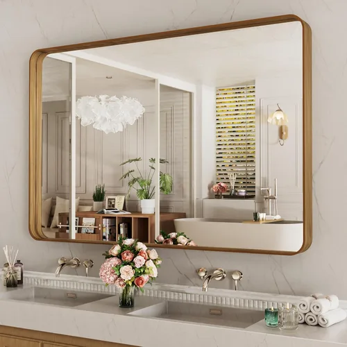 Vista 58 de LOAAO 20x16 Pulgadas Espejo de Baño con Marco de Metal Negro para Pared, Espejo de Tocador de Baño de Estilo Granja, Espejo Grande Rectangular