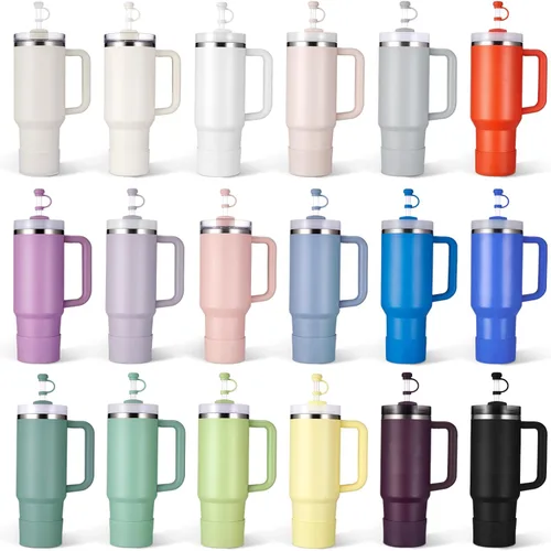 Vista 8 de Juego de funda para botas y pajilla, 2 fundas de silicona, 3 tapas de pajita, protector inferior para Stanley Cup H2.0 30 oz y 40 oz, coincidencia