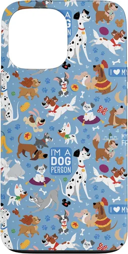 Vista 24 de Disney Funda azul para iPhone 17 con texto en inglés "Dogs I'm a Dogperson