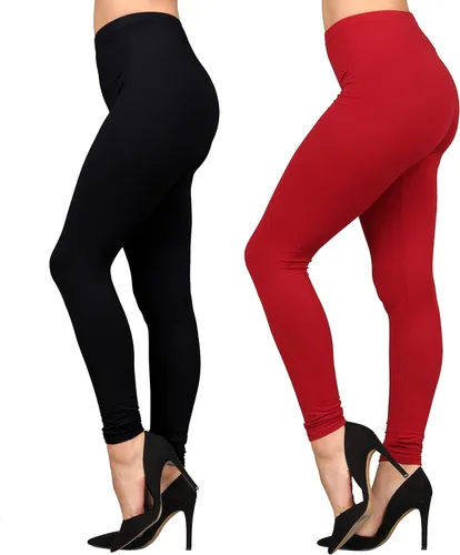 Vista 2 de Lildy Leggings sólidos y navideños súper suaves para mujer, elásticos, no se transparentan