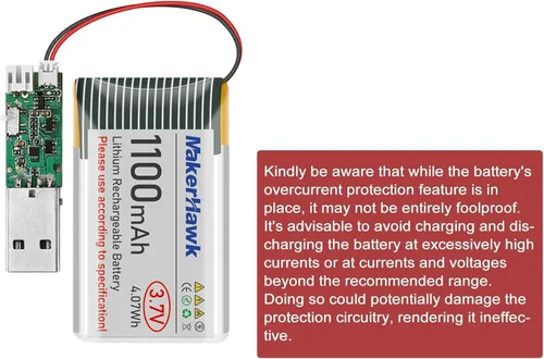 Vista 7 de 2 unids 3.7 V 1100 mAh LiPo batería recargable 102540 JST2.0 enchufe batería de polímero de litio con cable de cargador USB de 1000 mA y placa