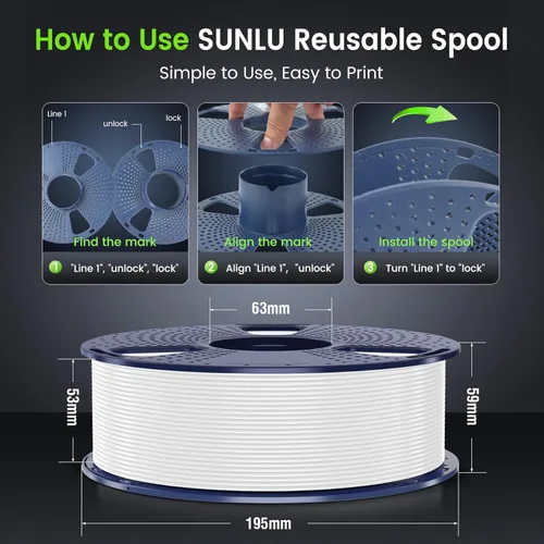 Vista 7 de SUNLU PLA filamento para impresora 3D, 1,75 PLA, precisión dimensional +/- 0.001 in, bobina de 2.2 lb 0.069 in