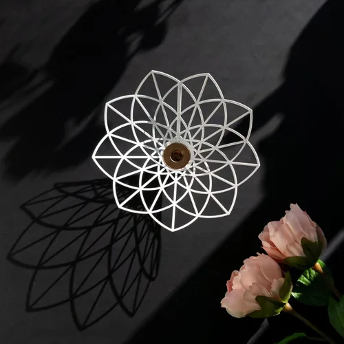 Vista 8 de Oshadow - Portavelas de loto, bonita decoración bohemia para velas cónicas y mesa de café