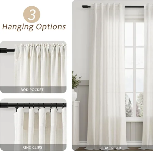 Vista 179 de Aersas Aqua Green Linen Curtains 84 Inches Long 2 Panels Set Back Tab Rod Pocket Living Room Curtain Farmhouse Rustic Light Filtering Hook Drapes