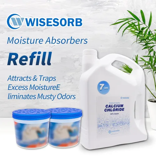Vista 3 de Wisesorb 7 libras de desecante de cloruro de calcio, absorbentes de humedad, cuentas de recambio - sin fragancia, recambio de absorción de humedad