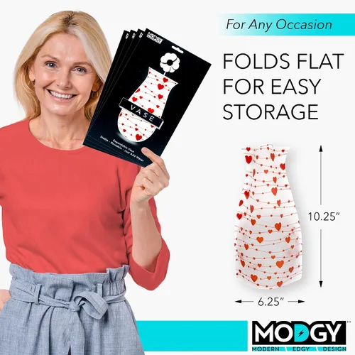 Vista 7 de MODGY Florero expandible, plástico decorativo moderno plegable impreso jarrones para centros de mesa para bodas, mesa de comedor, decoración