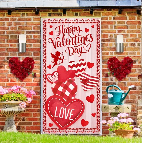 Vista 6 de Probsin Cubierta de puerta del día de San Valentín de 6 x 2.9 pies, pancarta de San Valentín, decoración de puerta de San Valentín, suministros