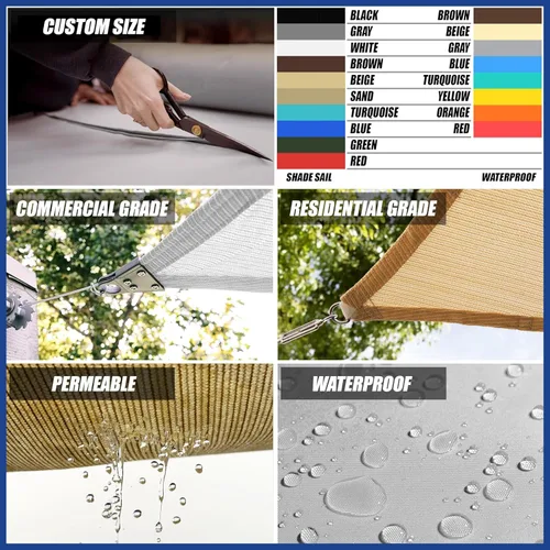 Vista 3 de ShadeMart SMTAP1416 - Toldo parasol rectangular beige de 14 x 16 pies, permeable al agua y bloqueo UV, resistente, fácil de instalar y duradero