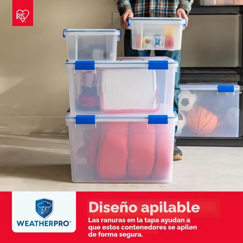 Vista 7 de IRIS USA - Contenedor organizador de plástico hermético de 16 cuartos de galón con tapa duradera y sello y hebillas de cierre seguro