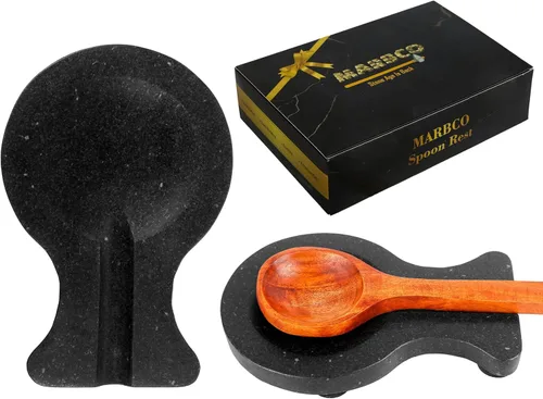 Vista 3 de Soporte para cuchara de mármol, soporte para cucharón, soporte de cuchara de mármol para estufa de cocina, resistente, apto para lavavajillas