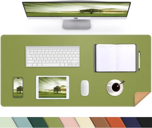 Vista 69 de Protector de escritorio de cuero, tapete de escritorio grande con corcho natural y cuero PU, alfombrilla para mouse, alfombrilla de escritorio