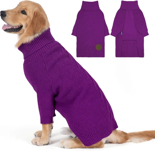 Vista 38 de cyeollo Suéter para perro pequeño, suéteres cálidos de cuello alto para perros pequeños, sudadera tejida para perrito con mangas, suéter de otoño e