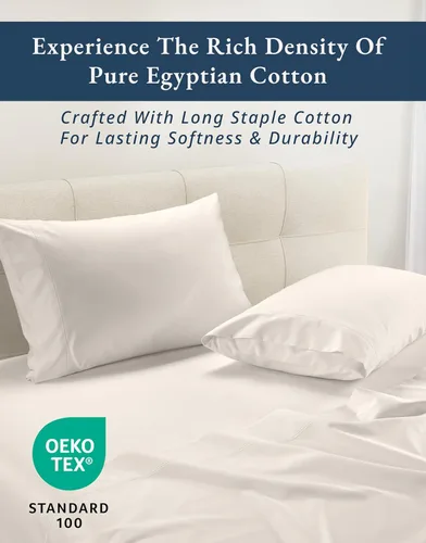 Vista 402 de LANE LINEN - Sábanas individual 100% algodón egipcio suave, cómodo y grueso de calidad de hotel, costuras reforzadas totalmente elásticas, sin