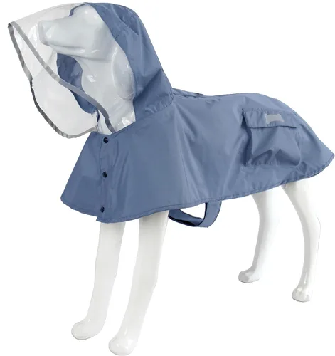 Vista 16 de Chubasquero impermeable para perros, ropa impermeable ajustable con tira reflectante y ligera con capucha tipo poncho (Verde Ejército, XS)