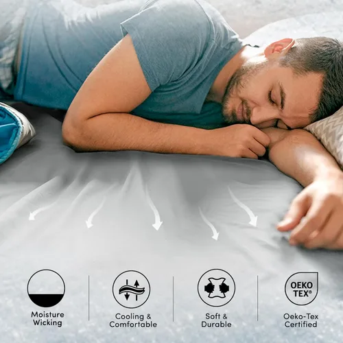 Vista 5 de Comfort Spaces - Sábana bajera Coolmax supersuave y resistente a la decoloración que absorbe la humedad con elásticos alrededor que se adapta a