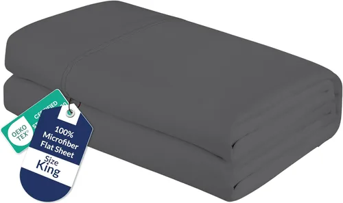 Vista 55 de Royale Linens Sábana Plana Individual – Sábanas Planas de Microfibra Cepillada Ultra Suave 1800 Solamente – Sin Arrugas y Resistentes a las Manchas