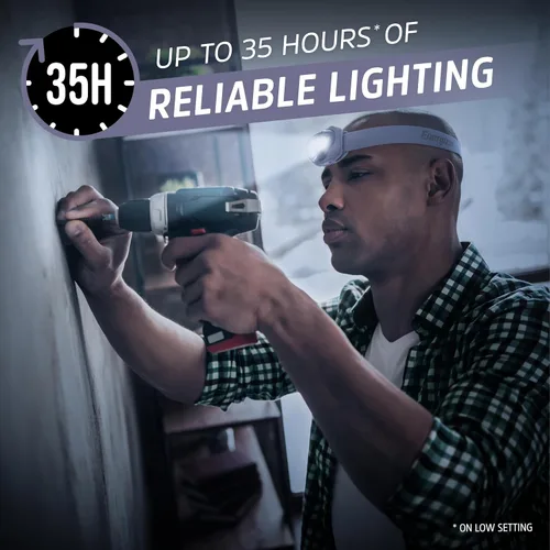 Vista 5 de Energizer Vision HD + LED - Linterna frontal color morado, luz LED para emergencias, exteriores o como luz de trabajo, incluye baterías, paquete