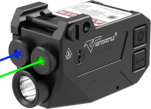 Votatu H1L-GB - Combo de luz láser, 3 en 1, vista láser verde azul estroboscópica con luz estroboscópica de 750 lúmenes para pistola, rayos láser