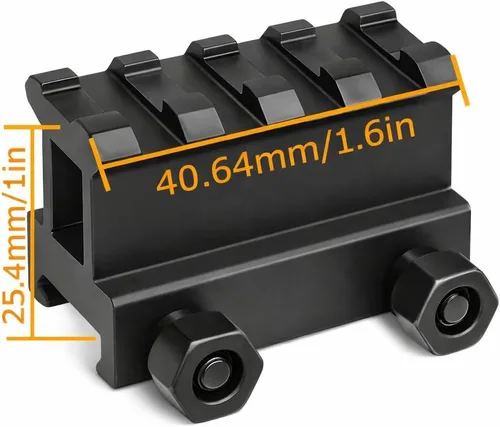 Vista 3 de 360 Tactical 1 pulgada de alto perfil corto Riser Mount Matte Black Picatinny 8 Ranura para visores y óptica