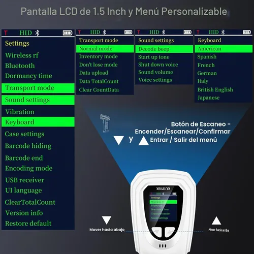 Vista 3 de KUIIYER Mini escáner del código de barras, lector inalámbrico del código