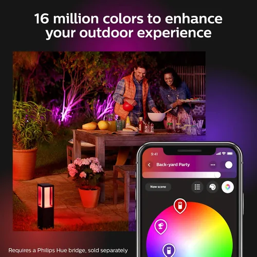 Vista 5 de Philips Hue Econic Up - Lámpara de pared inteligente para exteriores, negra - Bombilla LED de cambio de color E26 blanco y ambiente de color - 1