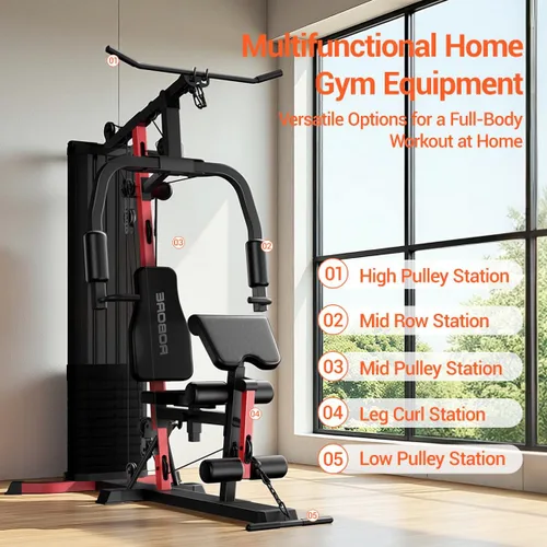 Vista 2 de Home Gym System with 160LB Weight Stack, Multifunctional All-in-One Workout Station, Full Body Strength Training System