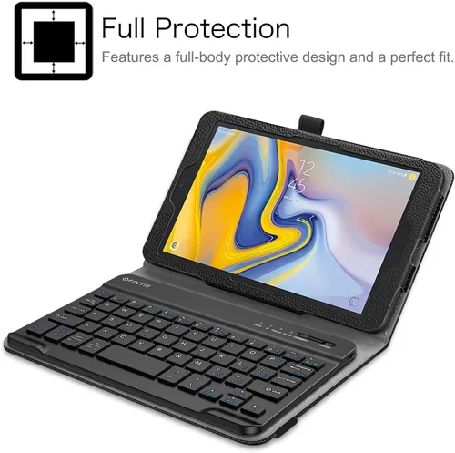 Vista 7 de FINTIE Folio - Funda con teclado para Samsung Galaxy Tab A 8.0 2018 Modelo SM-T387, funda de piel sintética con soporte y teclado Bluetooth