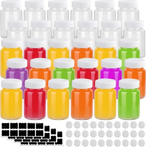 Vista 10 de HINGWAH Paquete de 12 botellas de vidrio de 4 onzas con tapas, botellas vacías de 4.1 fl oz de chupito de jugo de bienestar, tarros de vidrio