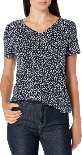 Vista 2 de Tienda Essentials - Camiseta de manga corta con cuello en V para mujer, corte clásico, 100% algodón, 2