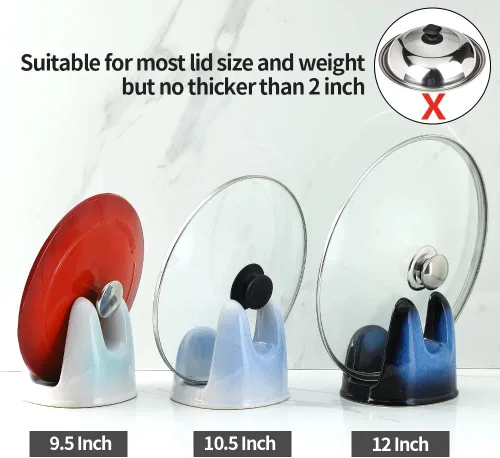 Vista 7 de Nihow Juego de saleros y pimenteros de cerámica con asa, soporte para cuchara y soporte para tapa de olla, resistente al calor y resistente a