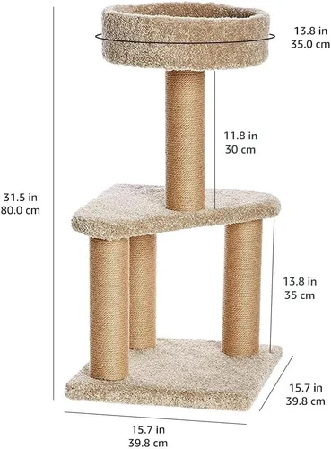 Vista 2 de Yaxa Basics Árbol para gatos – Torre de actividad de escalada de varios niveles para gatos y gatitos para interiores, con postes rascadores