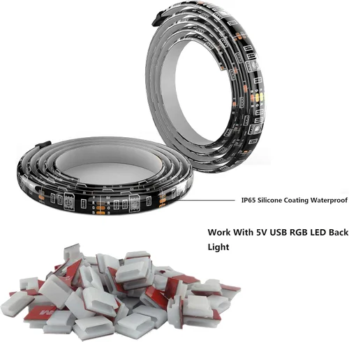 Vista 3 de Threetwofour Clips de tira de luces LED autoadhesivos, soportes de montaje para cable de 0.315-0.394 in de ancho, IP65, clips de cable de tira LED