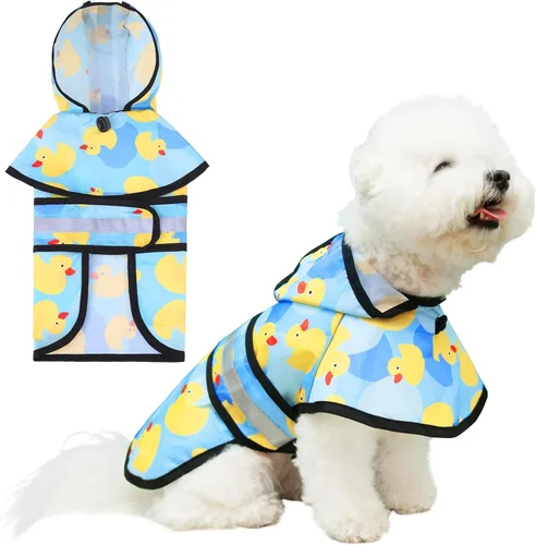 Vista 6 de KOOLTAIL Impermeable para Perros con Capucha Chubasquero Poncho con Agujero para Correa, Impermeable para Perros Pequeños y Medianos, Chaqueta
