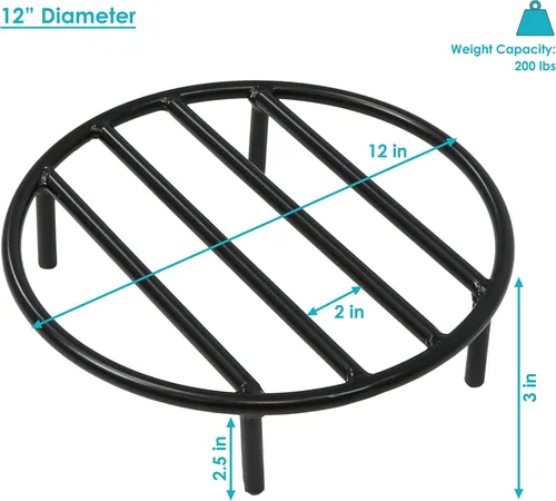 Vista 3 de Sunnydaze Rejilla redonda para hogueras, rejilla elevada de madera para hoguera, rejilla de troncos de acero resistente para exteriores, 12 pulgadas