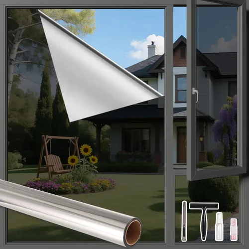 Vista 9 de Finnez Película de privacidad para ventana, vidrio esmerilado, película electrostática de privacidad, protección de privacidad, calcomanías