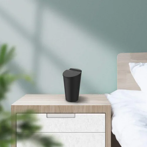 Vista 8 de ThinSGO Bote de basura de silicona con tapa – Portavasos para automóvil, hogar, oficina (negro)
