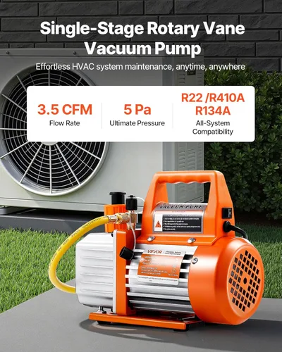 Vista 2 de VEVOR Bomba de Vacío, 3.5 CFM 1/4 HP, Bomba de Vacío HVAC de Una Etapa con Paletas Rotativas para AC, para Sistemas R134a R22 R410a, con Botella