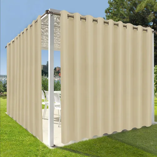 Vista 10 de OutdoorLines Cortinas impermeables para interiores y exteriores para patio – Panel de cortina de privacidad y bloqueo solar con ojales, resistente a