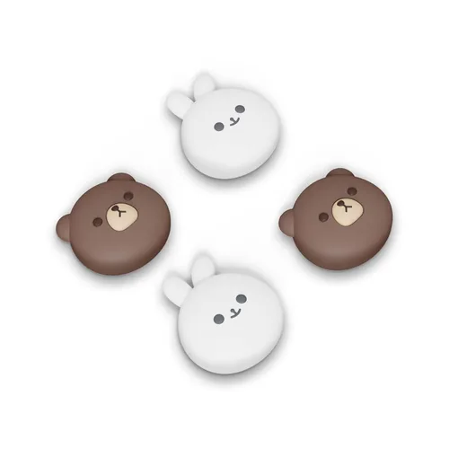 PlayVital Thumb Grip Caps for Steam Deck LCD, Silicone Thumbsticks Grips Joystick Caps for Steam Deck OLED - Chubby Bear & Smiley Bunny